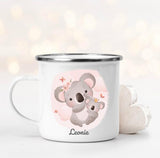 Personalisierbare E-Maille Tasse mit Koala & Baby für Mädchen