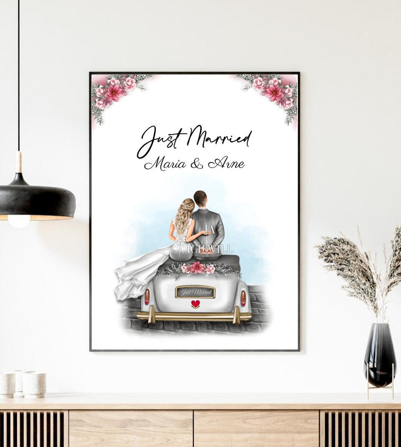 "Ja ich will" personalisiertes Hochzeits-Poster als perfekte Geschenkidee für Brautpaare