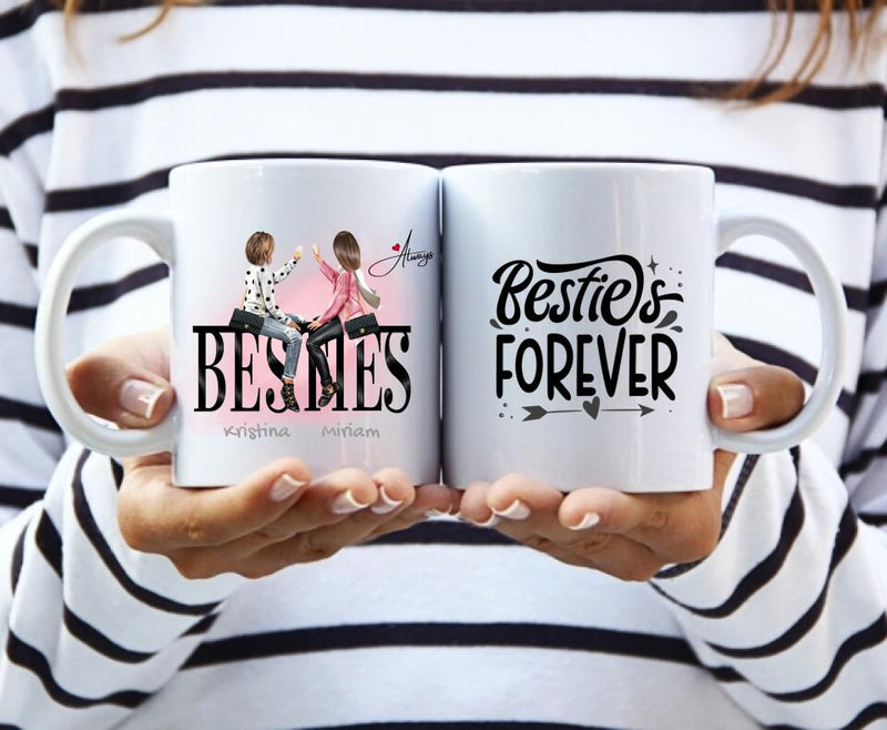 Personalisierbare Freundinnen Kaffeetasse "Bestie" Always Love