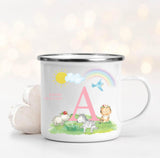 Personalisierbare A-Z Alphabet E-Maille Tasse für Mädchen mit Baby Afrika Tieren