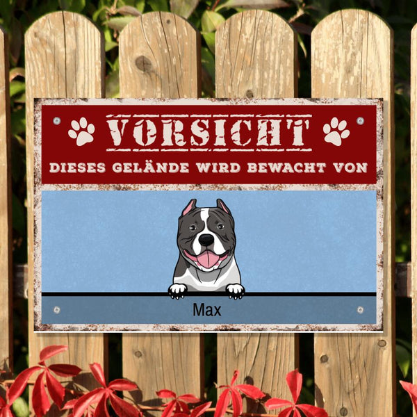 Hunde-Türschild "Vorsicht-Dieses Gelände wird bewacht von.." - individuell personalisierbar
