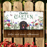 Hunde-Türschild "Unser Garten" - individuell personalisierbar (Bis zu 5 Hunde)