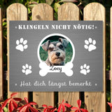 Hunde Alu-Türschild "Klingeln nicht nötig.." - individuell personalisierbar