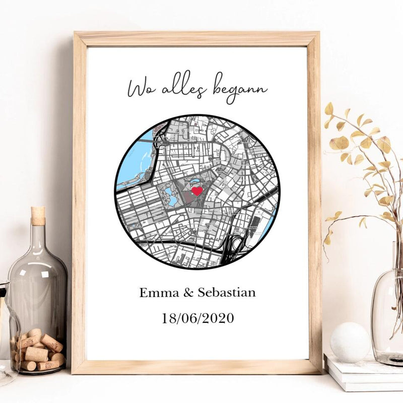 Personalisierte Stadtkarte als Poster mit unterschiedlichen Hintergründen – Unterschiedliche Karten & Sprüche auswählbar