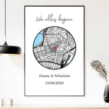 Personalisierte Stadtkarte als Poster mit unterschiedlichen Hintergründen – Unterschiedliche Karten & Sprüche auswählbar