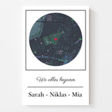 Personalisierte Landkarte als Leinwand – Unterschiedliche Stadtkarten & Farben auswählbar