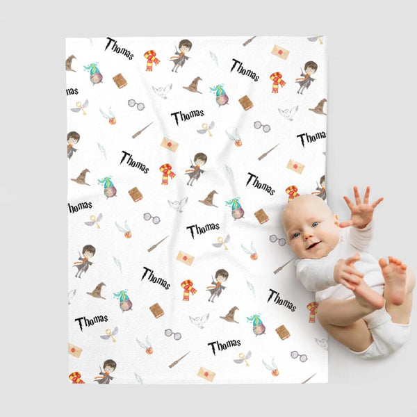 Kuschelige "Zauberer" Namensdecke für Babys und Kinder – Personalisiertes Geschenk zur Geburt und Taufe