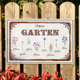 Personalisiertes Garten Türschild aus Metall "Omas Garten" individuell gestaltbar – Bis zu 8 Blumen abbildbar