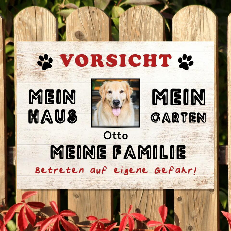 Personalisiertes Hundeschild "Vorsicht mein Haus": Witzige Warnung für Haus und Garten