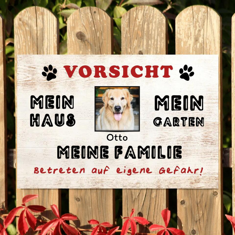 Personalisiertes Hundeschild "Vorsicht mein Haus": Witzige Warnung für Haus und Garten