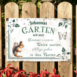 Personalisiertes Garten Türschild mit unterschiedlichen Sprüchen und Hintergründen