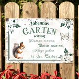 Personalisiertes Garten Türschild mit unterschiedlichen Sprüchen und Hintergründen