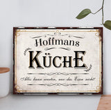 Vintage-Türschild für die Küche: Personalisierbares Retro-Blechschild mit Sprüchen individuell gestaltbar