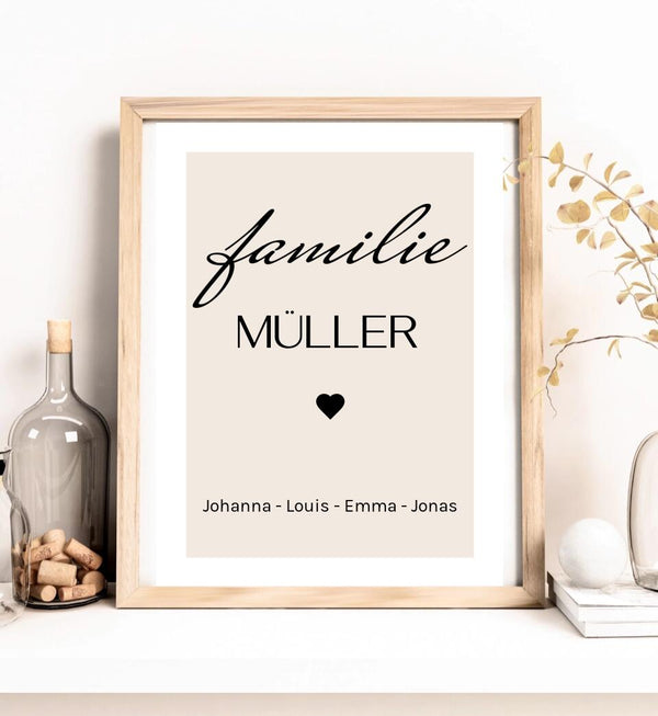 Personalisierbares Poster für Paare & Familien im schönen Handwriting-Stil