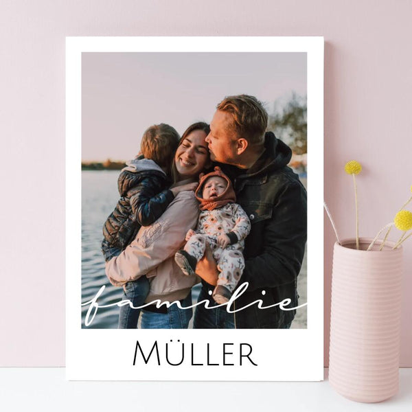 Familien-Leinwand personalisierbar mit Familiennamen & eigenem Foto