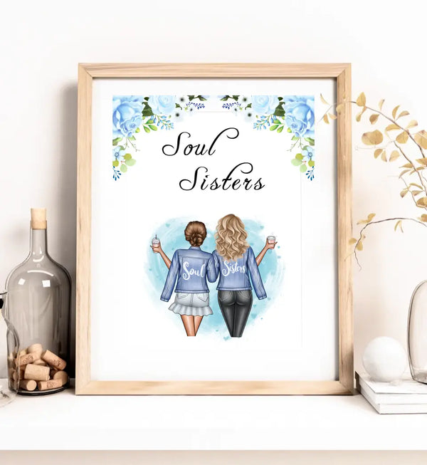 Personalisiertes beste Freundinnen Bild "Soul Sisters" für unvergessliche Momente – Poster für 2 Personen
