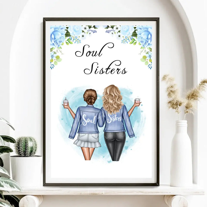 Personalisiertes beste Freundinnen Bild "Soul Sisters" für unvergessliche Momente – Poster für 2 Personen