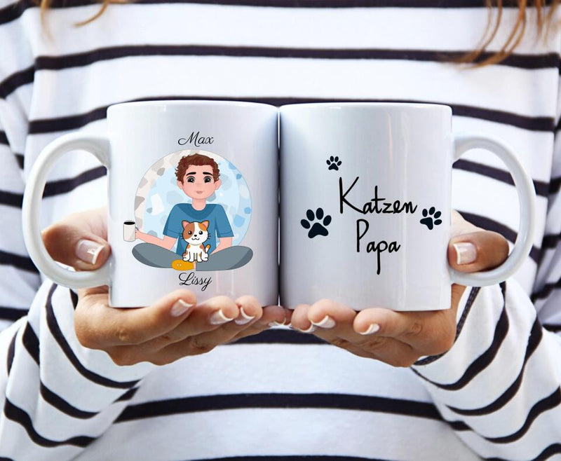 Katzenpapa Kaffee-Tasse individuell personalisierbar mit unterschiedlichen Katzen - Print my Hero