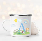 Personalisierbare A-Z Alphabet E-Maille Tasse für Jungen mit Baby Afrika Tieren - Print my Hero