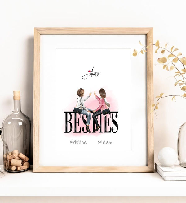 Personalisierbares Beste-Freundinnen Poster "Bestie" - Print my Hero