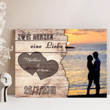 "Zwei Herzen eine Liebe" personalisierbare Leinwand für Paare - Print my Hero
